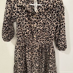 Cherokee Leopard Print Kids Dress - Black and Tan